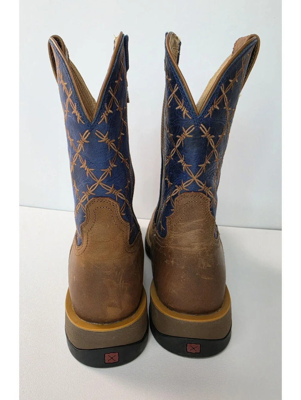 Twisted X 11' Tech X Saddle True Blue Brown Leather Zipper Boots Mens Size 12D